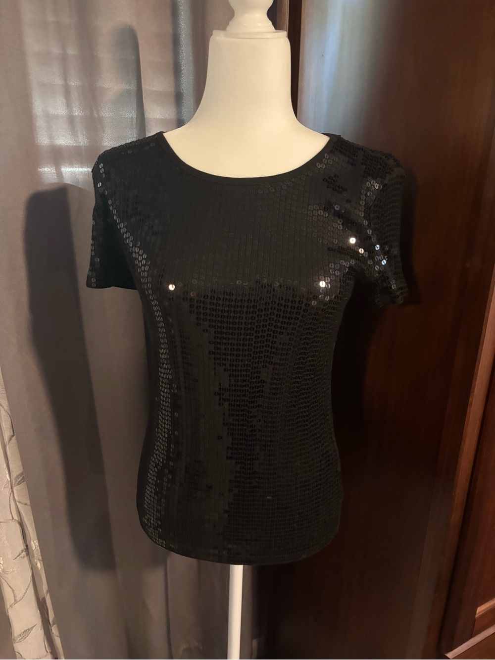 Michael Kors Black Sequin Short-Sleeve Tee